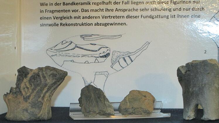 Die rund 7 000 Jahre alten Funde sind im Fuchsstädter Heimatmuseum zu bewundern wo der Archäologische Arbeits-Kreis sie der Öffentlichkeit zugänglich machte.