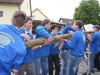Im Höchstadter Ortsteil Greuth wurde der Kirchweihbaum aufgestellt.  Fotos: Sonja Werner