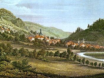 Stich vom romantischen Wiesenttal bei Muggendorf, von Johann Poppel 1846 Repro: löw