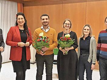 OB Dirk Vogel (von links), Christina Scheit, Dr. Hamdan Alhussein, Maren Schmitt, Marina Prieb-Quast, Frank Orlik