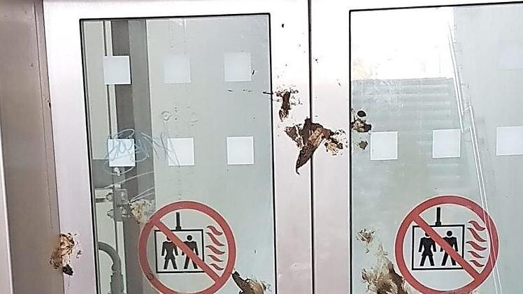 Alles andere als ein appetitlicher Anblick: So sah der Aufzug am Zapfendorfer Bahnhof am Dienstagmorgen aus. Foto: Deutsche Bahn AG