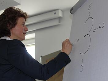 Ein Beispiel, das Qualitätsmanagerin Susanne Groß gerne bei ihren Kunden anwendet, um die Notwendigkeit eines Perspektivenwechsels zu verdeutlichen ist die "3". Diese sieht, je nach Standpunkt, nämlich auch mal aus wie ein "E", ein "w" oder ein "m" . Foto: Anja Greiner