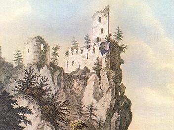 Die Ruine Neideck um 1830. Von ihr schwärmte Ernst Moritz Arndt in den höchsten Tönen, Repro: Reinhard Löwisch
