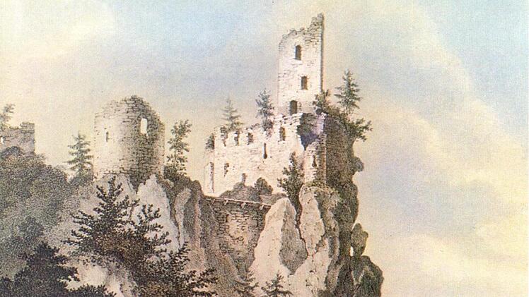 Die Ruine Neideck um 1830. Von ihr schwärmte Ernst Moritz Arndt in den höchsten Tönen, Repro: Reinhard Löwisch
