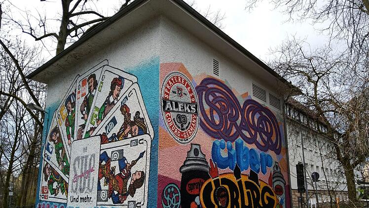 Graffiti von Alex Reuther vor der Berufsschule in der Coburger KanalstraßeFoto: Jochen Berger
