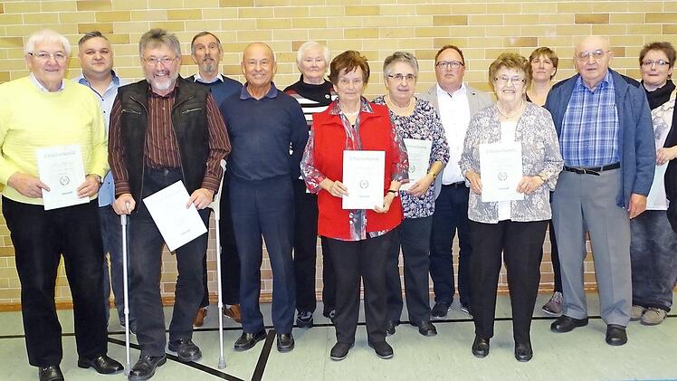 Viele langj&auml;hrige Mitglieder wurden bei der Jahreshauptversammlung des Ortsversch&ouml;nerungsvereins Niederf&uuml;llbach geehrt.  Foto: Martin Stelzer