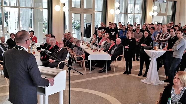 Bad Bocklets Bürgermeister Andreas Sandwall bei seiner Neujahrsansprache. Foto: Sigismund von Dobschütz
