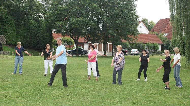 Im Park erlebten Herzogenauracher Qi Gong. Millionen Chinesen treffen sich auch jeden Tag, um dessen heilende Wirkung zu spüren. Foto: D. Weiler