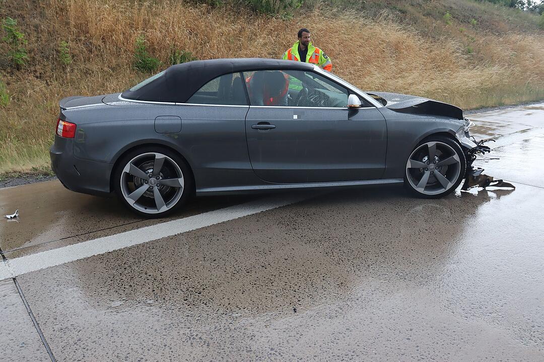 Starkregen am Mittwoch, 29. Juni 2022, verursacht vier Unfälle auf der A73