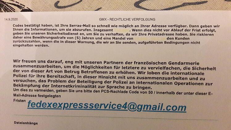 Der Drohbrief kam per E-Mail.