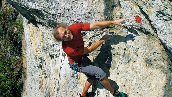 Albert freut sich über den Rotpunkt in der "Sackwand" am Roten Felsen im Pegnitztal. Foto: Martin Schepers