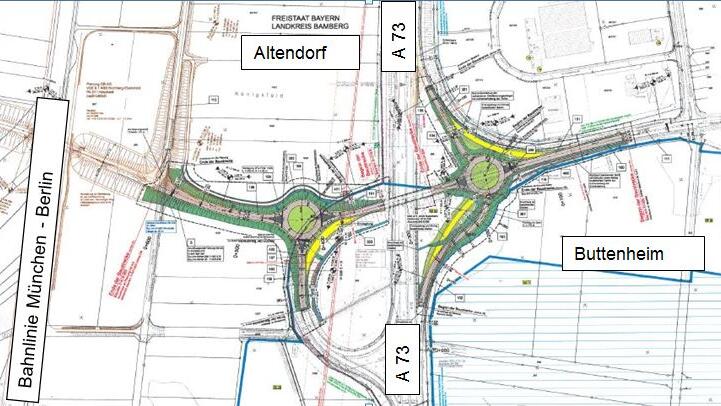 Eine neue Autobahnauffahrt bei Altendorf wird den s&uuml;dlichen Landkreis Bamberg verkehrlich entlastet. (Quelle: Planunterlagen Planfeststellung)