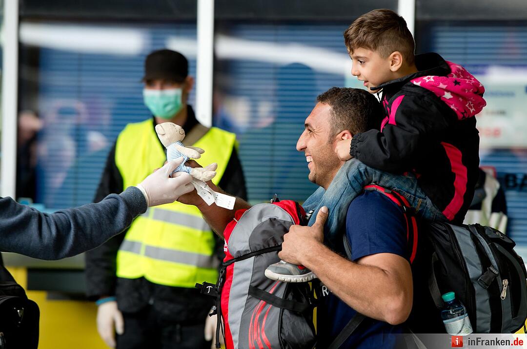 Ankunft von Flüchtlingen am Bahnhof München