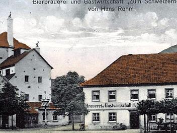 Die Kulmbacher "Schweizerhofbräu" um 1910 auf einer colorierten Postkarte