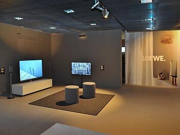 Ab Freitag, 2. September, Anziehungspunkt für tausende Besucher: Der Loewe-Stand in der Messehalle 24 auf der Internationalen Funkausstellung (IFA) in Berlin.  Foto: Wolf-Georg Kirst