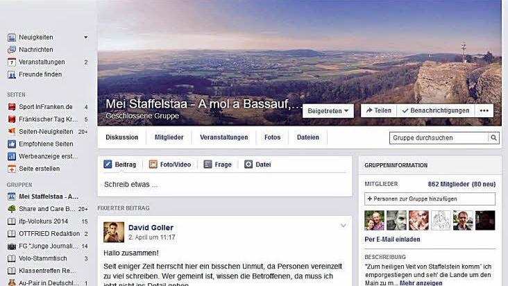 Screenshot von der Facebook-Gruppe "Mei Staffelstaa - a mol a Bassauf, immer a Bassauf!"