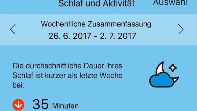 Der Sensor übermittelt Biorhythmus-Daten an eine App. Screenshot: Mindpax