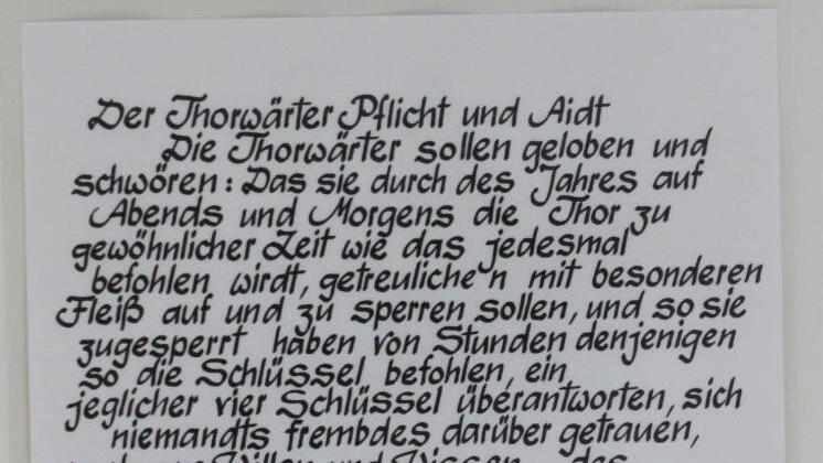Abschrift aus dem Handelsbuch von 1563, zu lesen im Turm