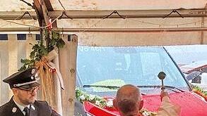 Segnung des TSF-W: Diakon Horst Conze (r.), Kommandant Christian Kötzner.