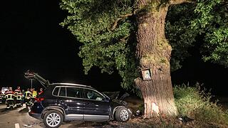 SUV knallt frontal gegen Baum SUV knallt frontal gegen Baum