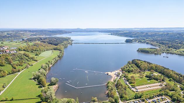 Campingplatz, Fr&auml;nkisches Seenland, Luftbild. Kleiner Bombachsee bei Absberg in Mittelfranken