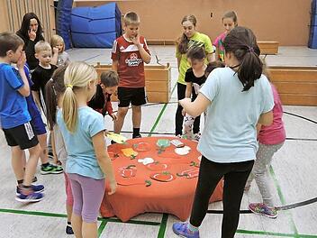 Hier wird eine "Pizza" für die Turnfest-Party gebacken. Den Programmpunkt hat sich die SG Rödental ausgedacht.  Foto: Astrid Hess