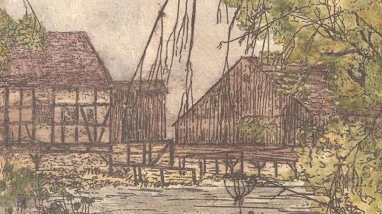 Ein frühes Aquarell von dem in Untersiemau lebenden Künstler Gerd Kanz prägt das Cover von Hans-Dieter Krugs Roman "Die Kinder des Waldes". privat