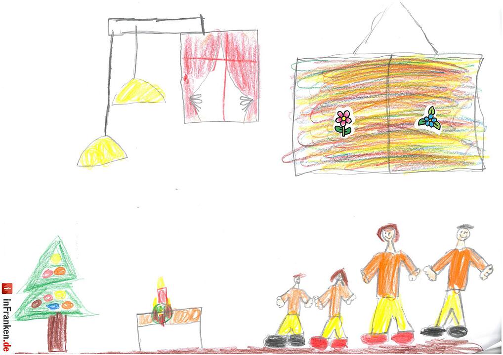 Selbstgemalte Weihnachtsbilder von Kindern aus Franken 2016