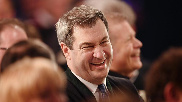 Nockherberg 2019:   Markus Söder war am Dienstagabend mit seiner Frau Karin auf dem Nockherberg.  Foto: Tobias Hase/dpa