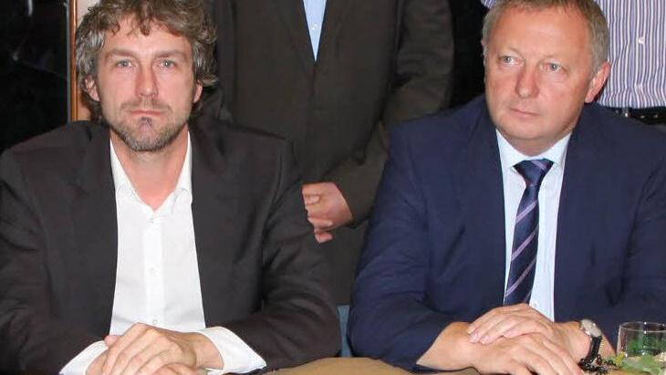 Landrat Thomas Bold (rechts) nennt die Alternativ-Trassen für Südlink "schlichtweg inakzeptabel". Jochen Vogel, der den Protest-Verein Rhönlink anführt, will nun mit noch härteren Bandagen gegen die Stromtrasse kämpfen. Foto: Ulrike Müller