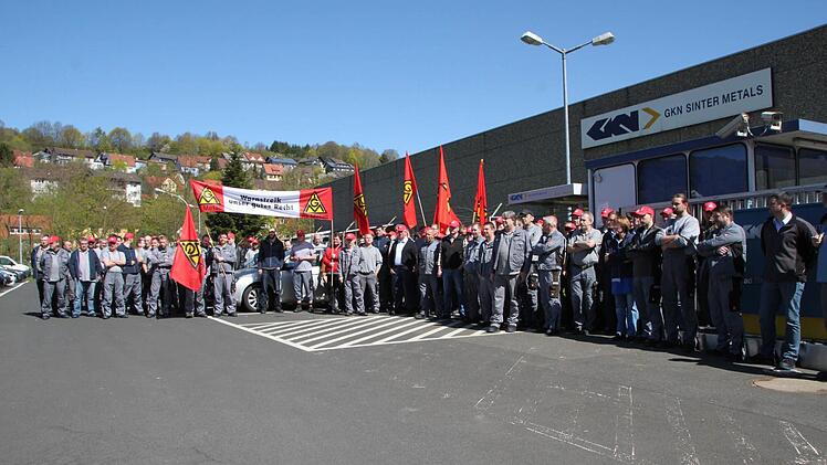 Streik der IG Metall bei GKN Sinter Metals im Werk Bad Brückenau. Foto: Ulrike Müller