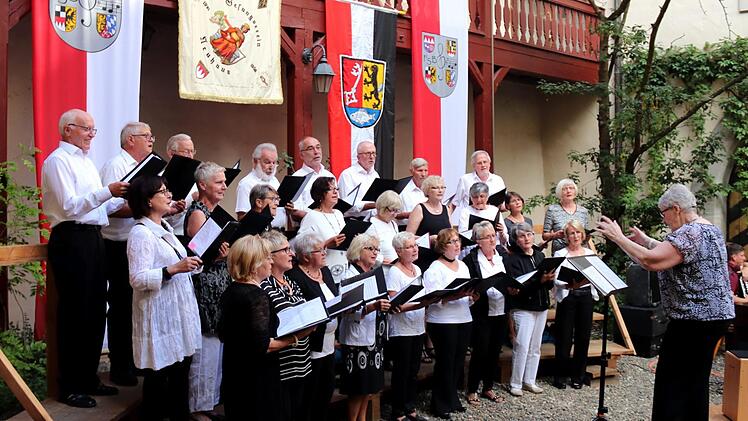 Der Chor Waldeslust Zeckern, vertretungsweise von Christiane Brenner geleitet Foto: Johanna Blum