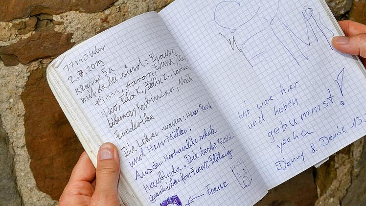 Und der Geocache auf der Burg ... eine Art Gästebuch. Foto: Ronald Rinklef