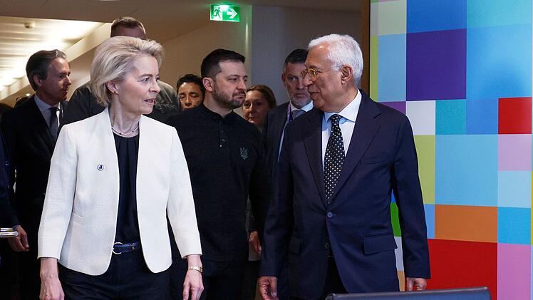 Ursula von der Leyen, Wolodymyr Selenskyj und Antonio Costa