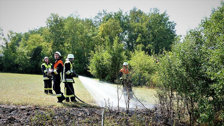 Am Sonntag geriet das dürre Gras entlang eines Entwässerungsgrabens bei See in Brand. Das Feuer war schnell unter Kontrolle. Foto: Werner Reissaus