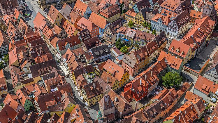 Rothenburg ob der Tauber aus der Luft, von oben, Luftbild
