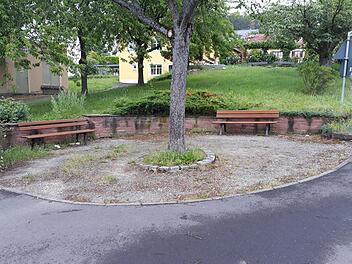 Solche gern als Hundeklo genutzten Ecken - wie hier an der Frankenstraße (Bad Bocklet) - sollen bald hübsch bepflanzt werden, um wieder zum Verweilen einzuladen Foto: Stefan Metz