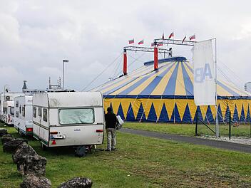 Der Zirkus hat sein Zelt zwischen Berliner Ring und Zeppelinstraße aufgeschlagen, das aus Sicht der Stadt Bamberg völlig ungeeignet ist.  Foto: Matthias Hoch