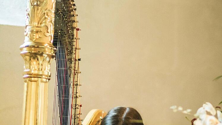 Cindy Zwosta beeindruckte auf der Harfe beim musikalischen Abendgottesdienst in der Michaelskirche in Fechheim.Foto: Jochen Berger