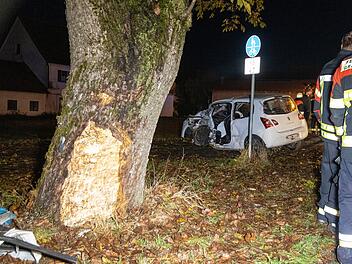 Auto prallt gegen Baum: Vier Menschen schwer verletzt