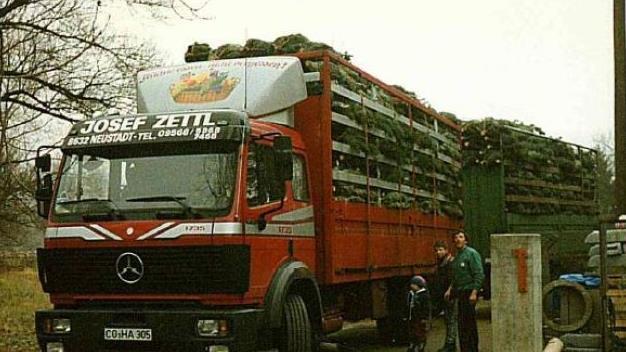 In den 80er Jahren wurden die Weihnachtsbäume in Dänemark noch einzeln verladen.  Foto: privat