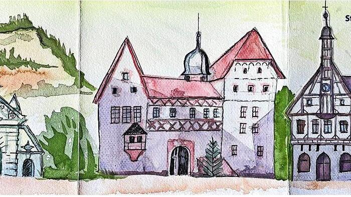 Dieses regionale Motiv, gemalt von Annette Heineck, ziert die Lose der Benefiz-Gewinnaktion.