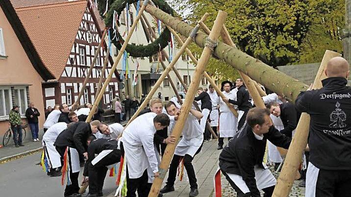 Der Eggolsheimer Kirchweihbaum war mit 33 Metern der größte, der bisher aufgestellt wurde. Foto: erl