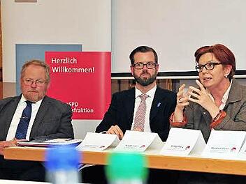 Der Landtagsabgeordnete Klaus Adelt (links), Umsetzungsmanager Michael Breitenfelder vom Wirtschaftsband A9/Fränkische Schweiz und die Bezirksvorsitzende des Hotel- und Gaststättenverbandes, Andrea Luger, diskutierten über Entwicklungen im Tourismus. Foto: Fuchs