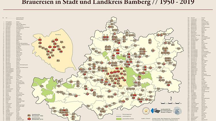 Blick auf die Brauereienkarte für Stadt und Landkreis Foto: p