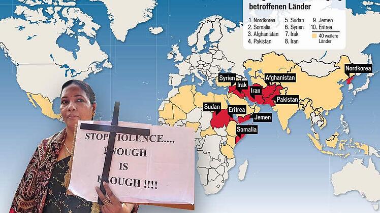 Die nicht unumstrittene Organisation Open Doors prangert Staaten an, in denen Christen bedroht werden. Auch die Zustände in Deutschland werden kritisiert. Foto: Open Doors Grafik: Dagma Klumb