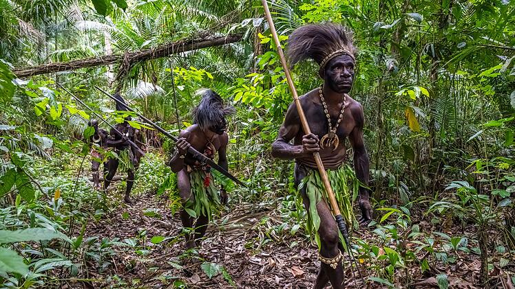 Die Hauptaufgabe der Iatmul-Krieger in Papua-Neuguinea bestand vor allem darin, die eigene Gruppe vor &Uuml;bergriffen zu sch&uuml;tzen.