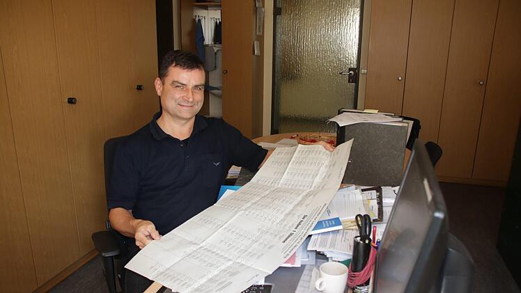 Der stellvertretende Stimmkreis-Wahlleiter Klaus Plescher mit dem Wahlzettel für die Landtagswahl. Foto: Ralf Ruppert