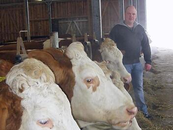 Landwirt Harald Beck in seinem modernen StallFoto: Beatrix Lieb