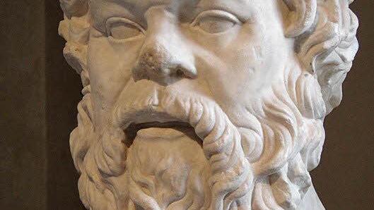Sokrates, Athen, 399. v. Chr.Das verkürzte Zitat stammt aus der Verteidigungsrede, die der Philosoph Sokrates vor Gericht hielt, weil ihm Gottlosigkeit und verderblicher Einfluss auf die Jugend vorgeworfen wurde. Sokrates wurde zum Tode verurteilt und trank den Schierlingsbecher. Sein Schüler Platon schrieb die Verteidigungsreden in literarischer Form nieder (Apologie des Sokrates). Foto der Büste des Sokrates im Louvre: Eric Gaba - Wikimedia Commons user: Sting
